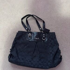 Authentic Vintage Coach Black Signature Tote Bag